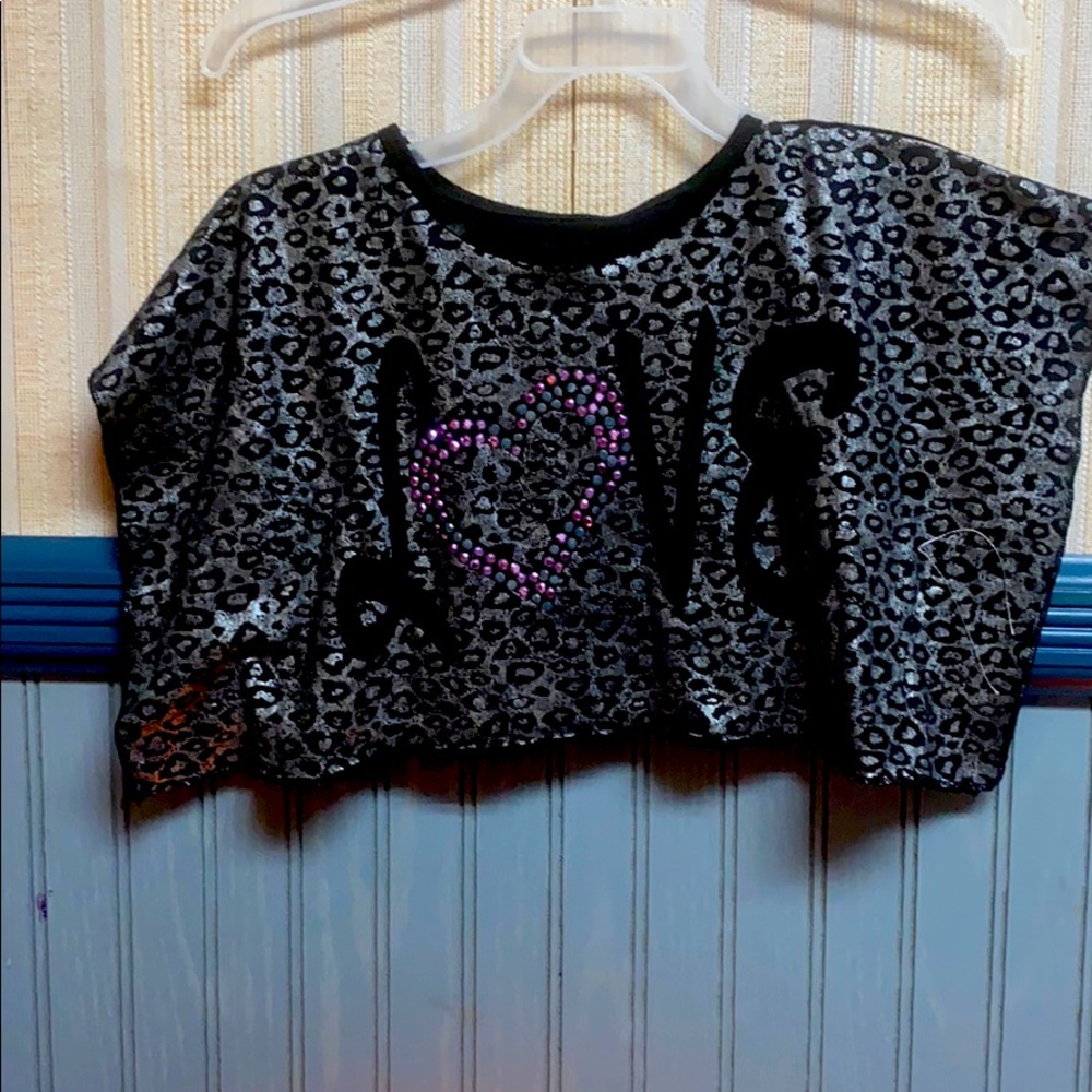Crop top black grey purple prints